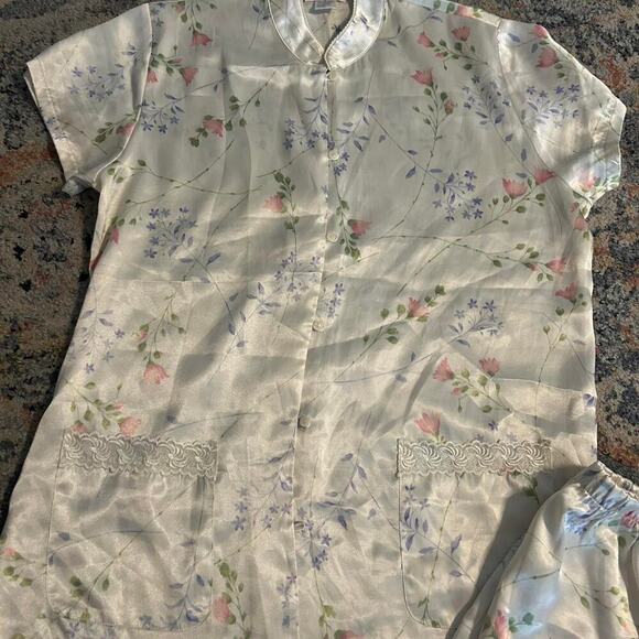 Vintage Versailles Satin floral pajama set - Picture 1 of 6